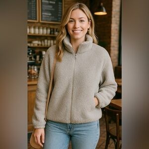 Victoria’s Secret Jacket Pink Gorpcore Cozycore Sherpa Zip-Up Deep Pile Teddy M